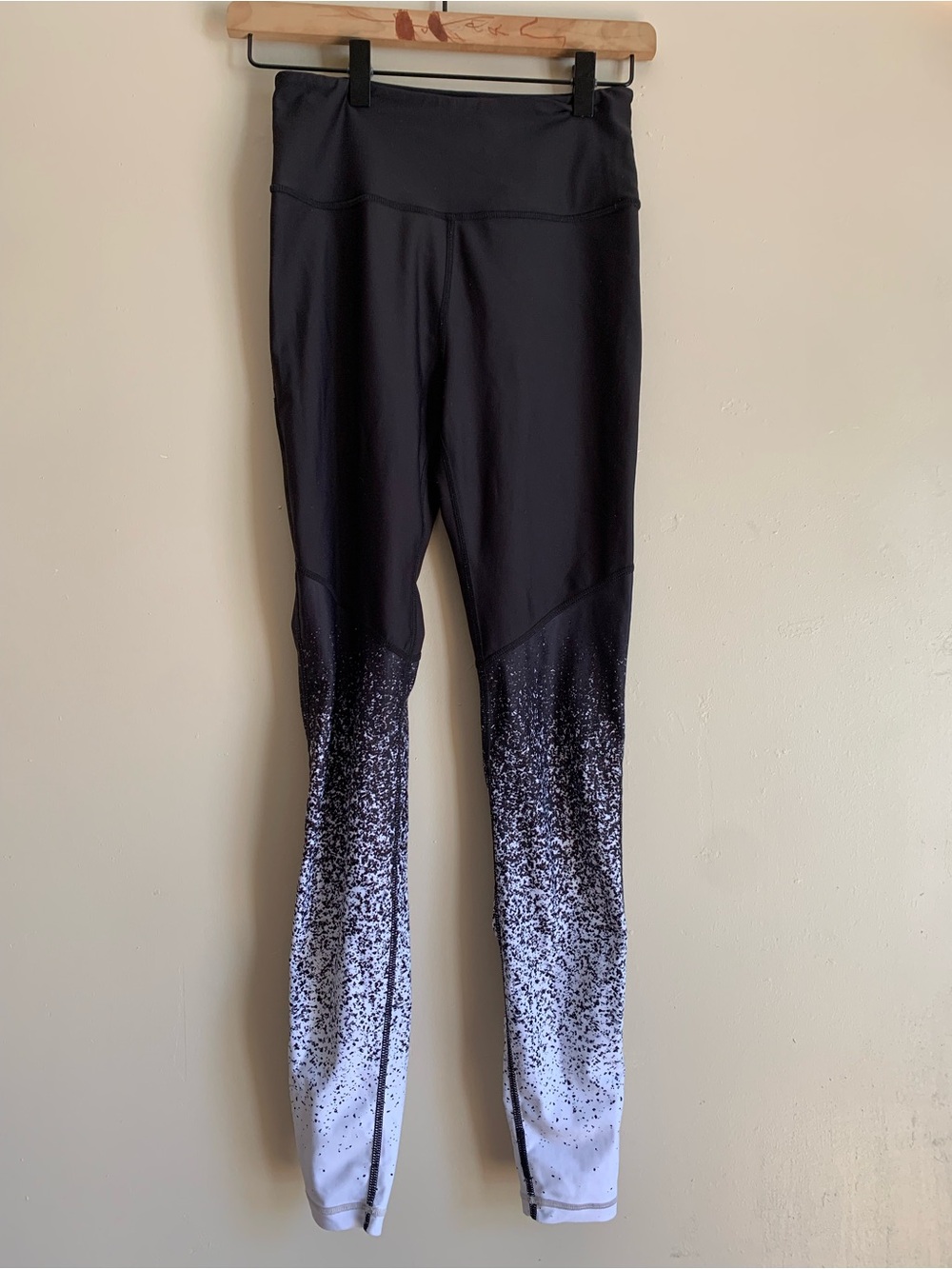 White Fox Boutique Black White Ombre Glitter Track Leggings Women Size Small
